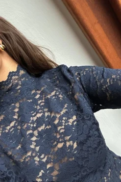 Best Neo Noir Liza Laceflower Blouse Navy