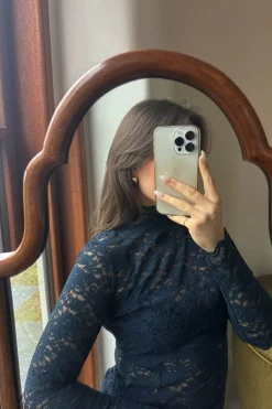 Best Neo Noir Liza Laceflower Blouse Navy