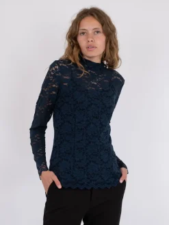 Best Neo Noir Liza Laceflower Blouse Navy