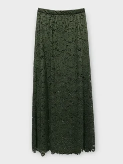 Online A-bee Long Flower Lace Skirt _-W_ Khaki