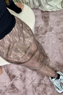 Hot A-bee Long Lace Skirt Taupe