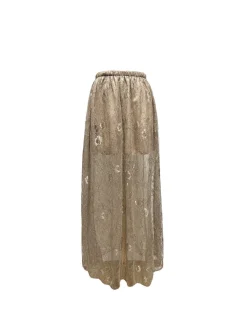 Hot A-bee Long Lace Skirt Taupe