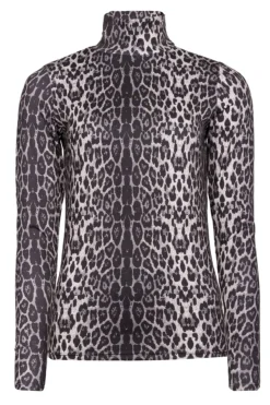 Online Liberte Lotus-Ls-Highneck-Blouse Grey Black Leo