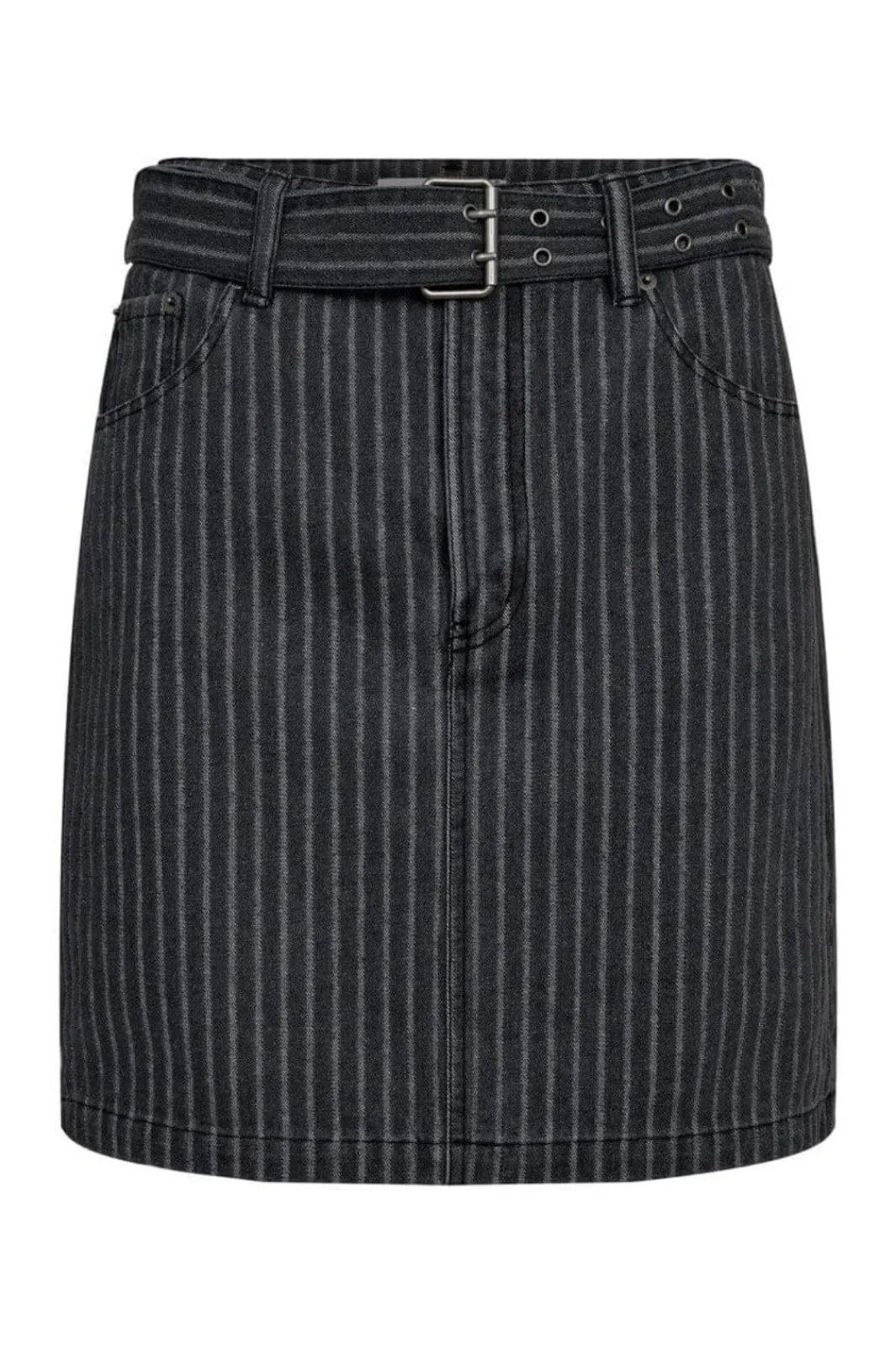 New Haute L'Amitié Lou Stripe Belt Skirt HL10174 Dark Grey