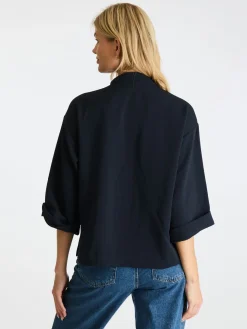 Best Neo Noir Luma Crepe Blouse Navy