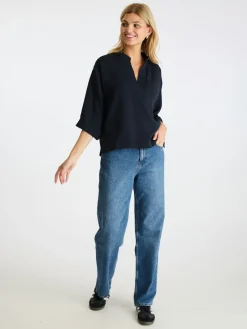 Best Neo Noir Luma Crepe Blouse Navy