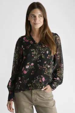 Outlet Neo Noir Mahra Flower Print Blouse Black