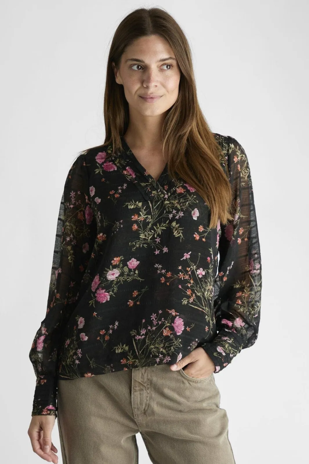 Outlet Neo Noir Mahra Flower Print Blouse Black