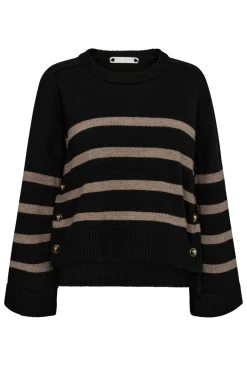 Outlet Co´Couture Majacc O-Button Stripe Knit 32148 96 Black