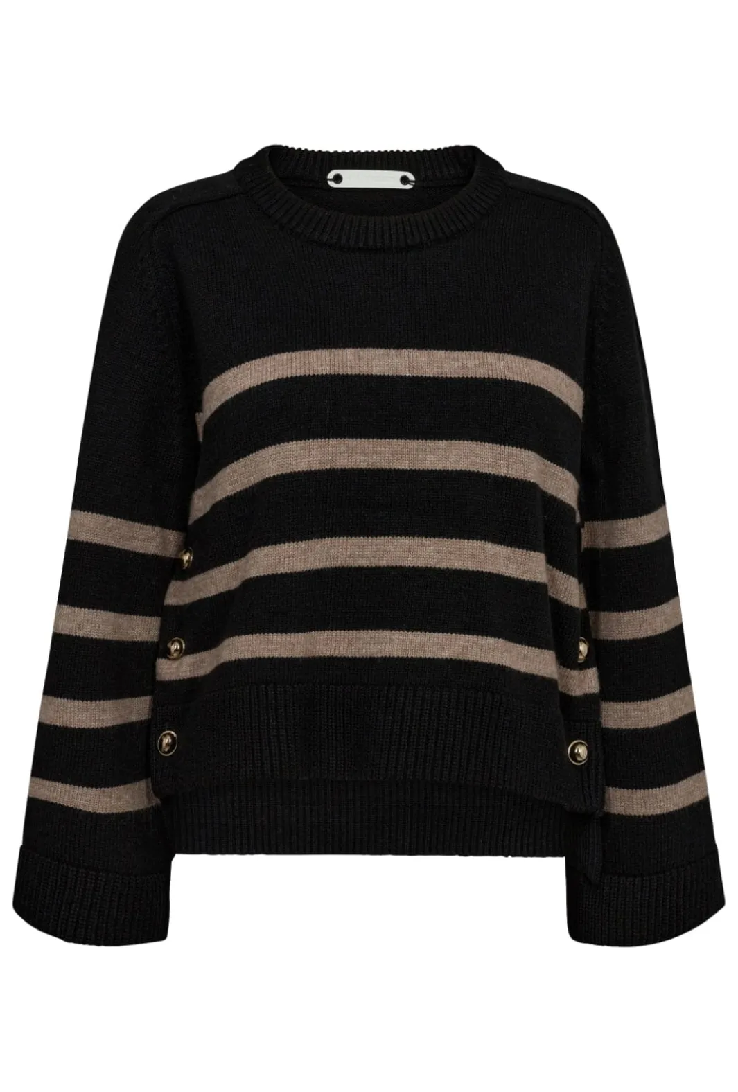 Outlet Co´Couture Majacc O-Button Stripe Knit 32148 96 Black
