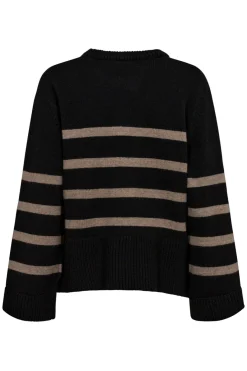 Outlet Co´Couture Majacc O-Button Stripe Knit 32148 96 Black