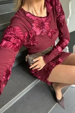 New BYIC Majaic Mesh Dress A23773 Bordeaux