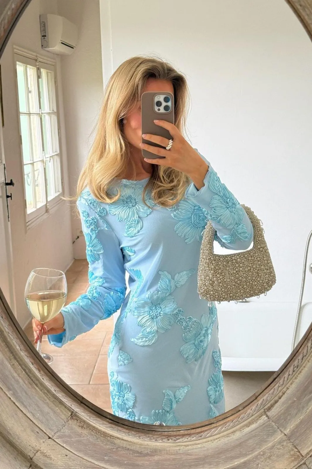 New BYIC Malouic Mesh Dress A23748 Blue Flower