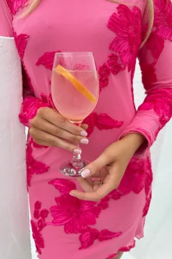 Online BYIC Malouic Mesh Dress A23748 Fuchsia Pink Flower