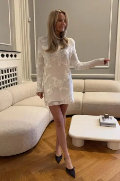 Sale BYIC Malouic Mesh Dress A23748 White Flower