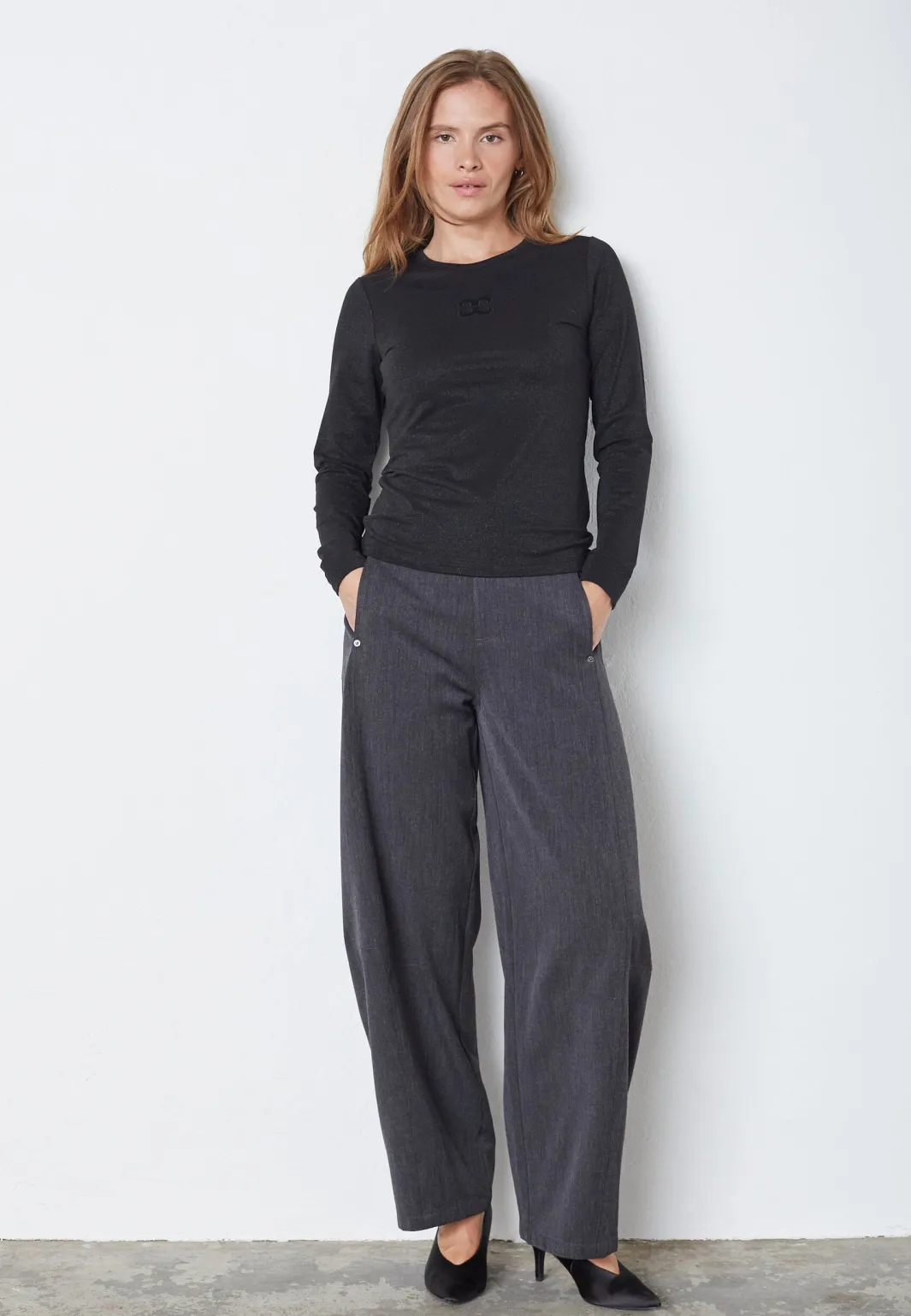 New Co´Couture Mannycc Lurex Emb L/S Tee 33210 96