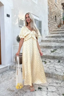 Hot BYIC Marthaic Maxi Dress A23935 Yellow Flower Print