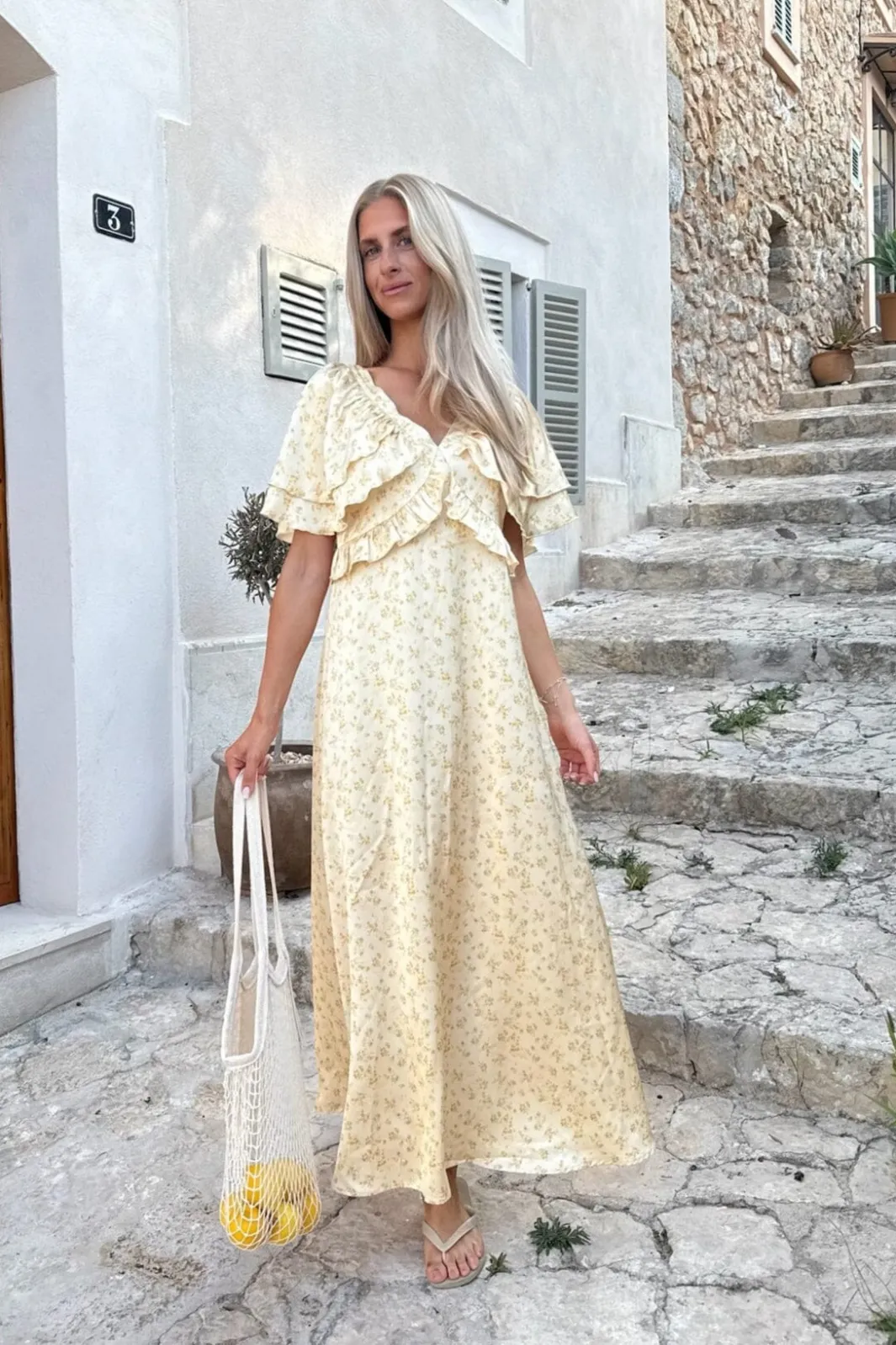 Hot BYIC Marthaic Maxi Dress A23935 Yellow Flower Print