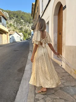 Hot BYIC Marthaic Maxi Dress A23935 Yellow Flower Print