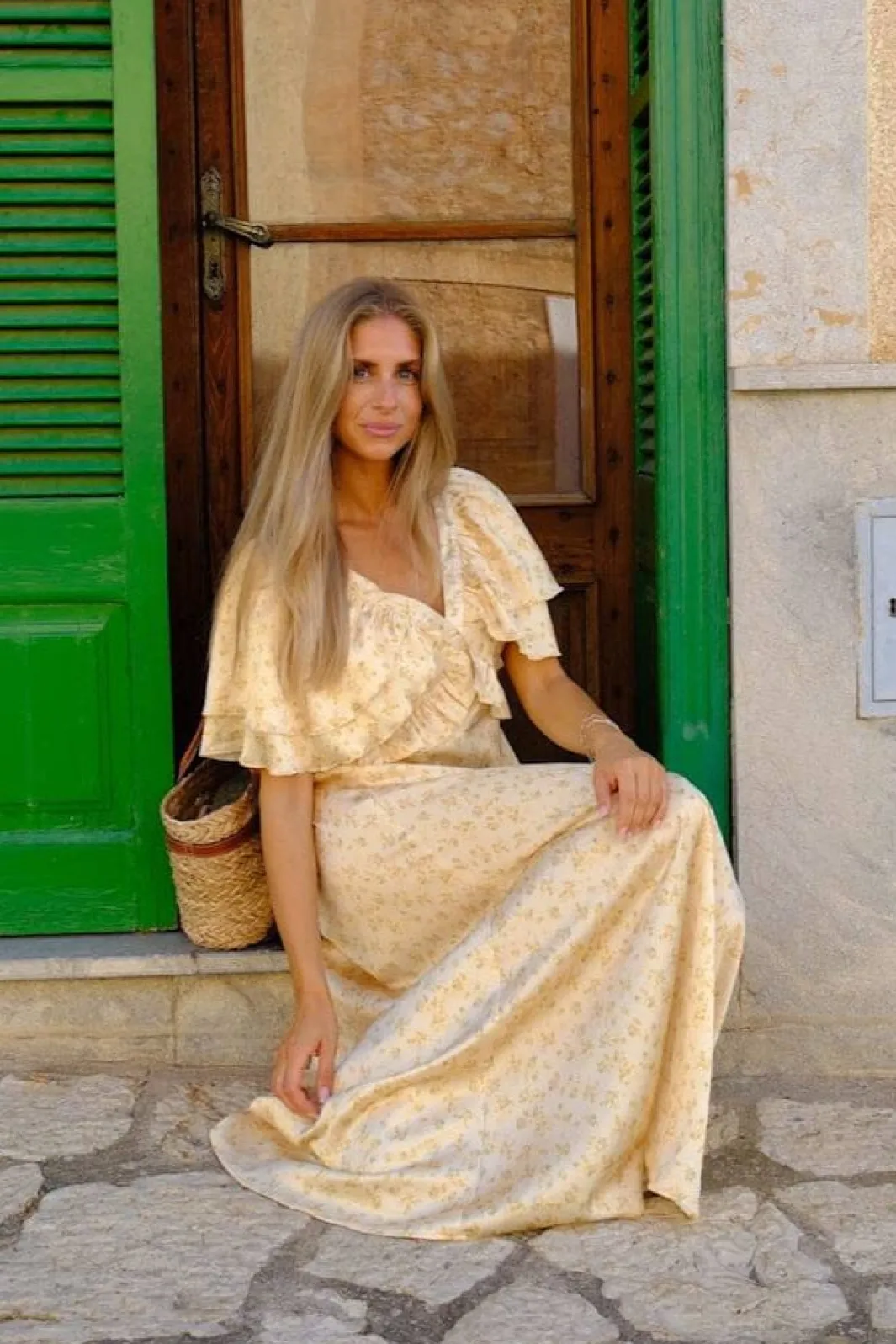Hot BYIC Marthaic Maxi Dress A23935 Yellow Flower Print