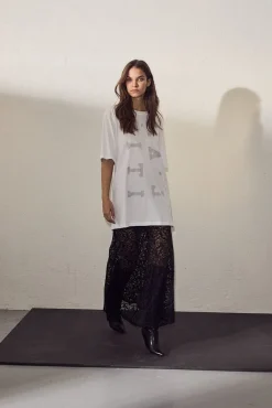 New Haute L'Amitié Maxi Reverse Logo Tee HL10231 White/Black Print
