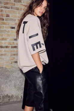 Discount Haute L'Amitié Maxi Split Ss Logo Sweat HL10461 Beige