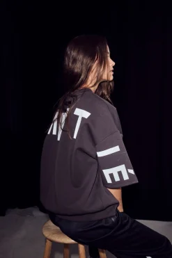 Sale Haute L'Amitié Maxi Split Ss Logo Sweat HL10461 Antracit