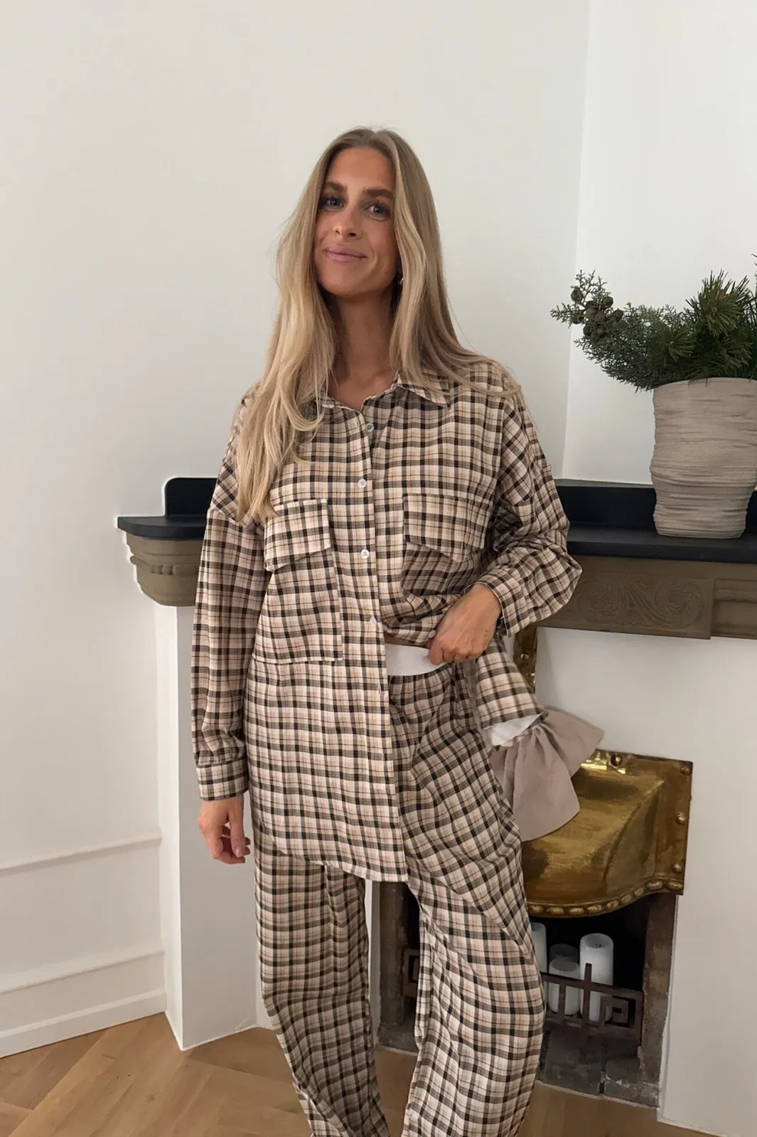 Online BYIC Mayaic Pants bbc Beige Black Checks