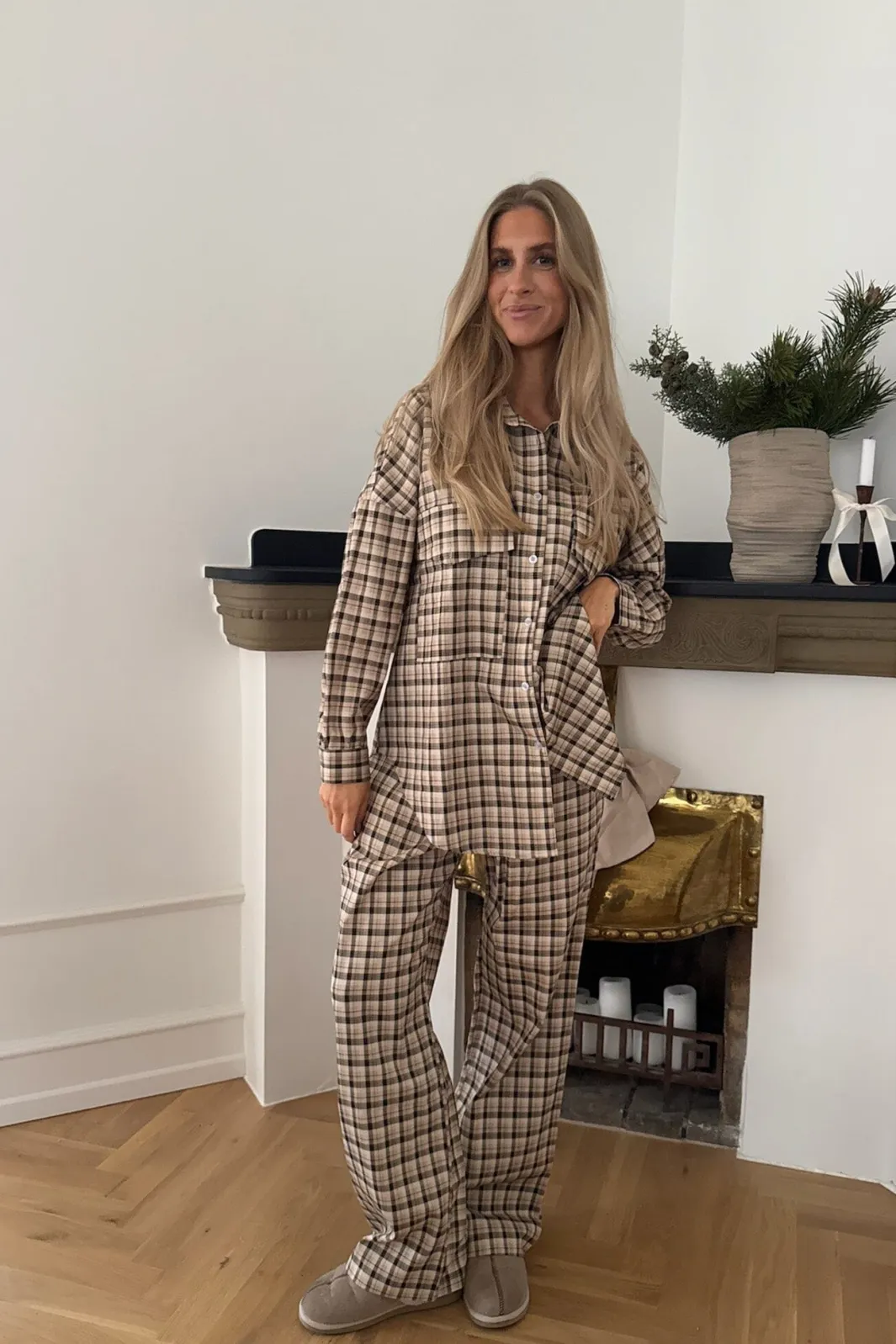 Online BYIC Mayaic Pants bbc Beige Black Checks