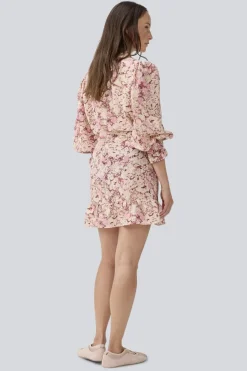 New Modström Meliamd Print Ls Dress 11507 Pink Blossom