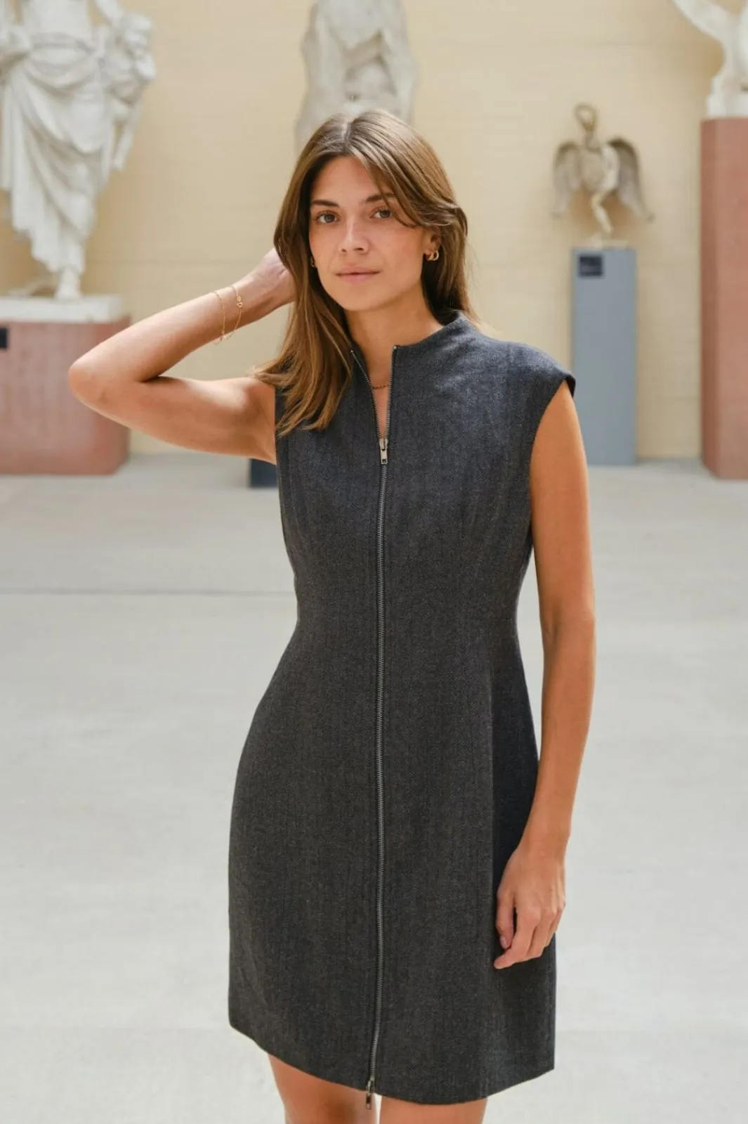 Clearance Neo Noir Melville Herringbone Dress 166190 132