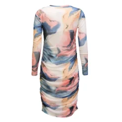 New Liberte Mesh Ls Long Dress 22219 Blue Peach Gold Marble