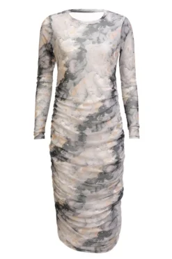 Best Liberte Mesh Ls Long Dress 22219 Black Grey Marble
