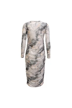 Best Liberte Mesh Ls Long Dress 22219 Black Grey Marble
