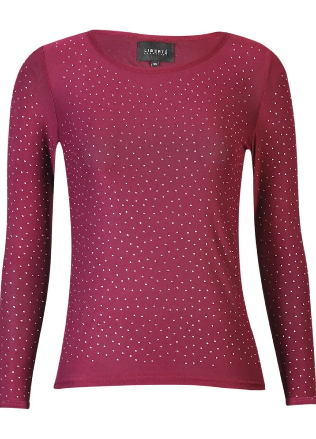 Discount Liberte Mesh Ls Sparkle Tshirt 22134 Bordeaux Diamond Dot