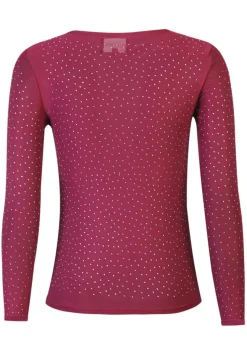 Discount Liberte Mesh Ls Sparkle Tshirt 22134 Bordeaux Diamond Dot