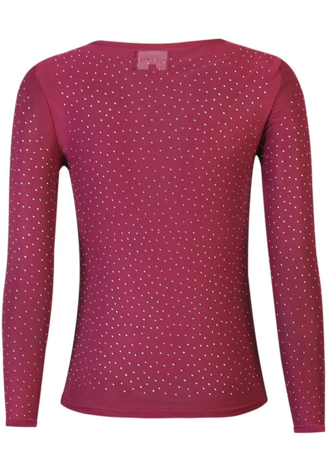 Discount Liberte Mesh Ls Sparkle Tshirt 22134 Bordeaux Diamond Dot