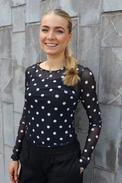 Sale Liberte Mesh Ls Tshirt 22065 Black White Big Dot