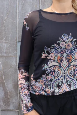 Clearance Liberte Mesh Ls Tshirt 22065 Black Paisley