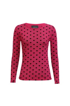 New Liberte Mesh Ls Tshirt 22065 Dark Pink Black Flock Heart