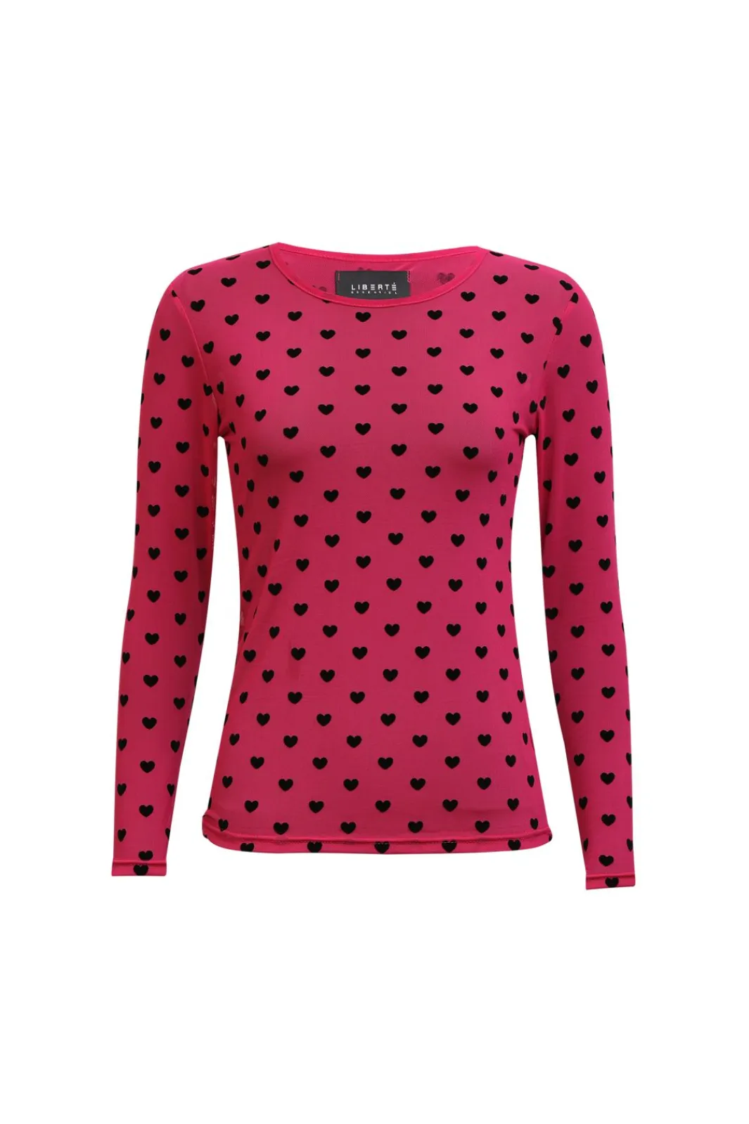 New Liberte Mesh Ls Tshirt 22065 Dark Pink Black Flock Heart