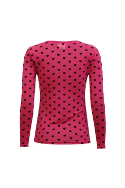 New Liberte Mesh Ls Tshirt 22065 Dark Pink Black Flock Heart