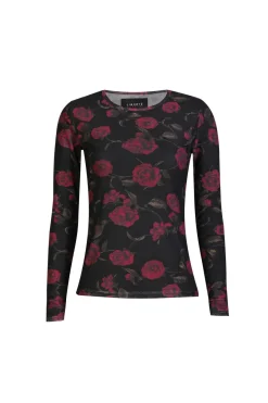 Clearance Liberte Mesh Ls Tshirt 22065 Black Pink Rose