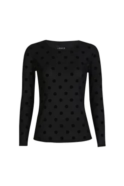 Sale Liberte Mesh Ls Tshirt 22065 Black Big Flock Dot