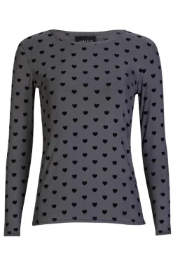 Discount Liberte Mesh Ls Tshirt 22065 Grey Black Flock Heart