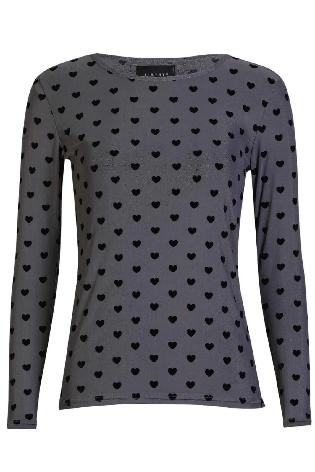 Discount Liberte Mesh Ls Tshirt 22065 Grey Black Flock Heart