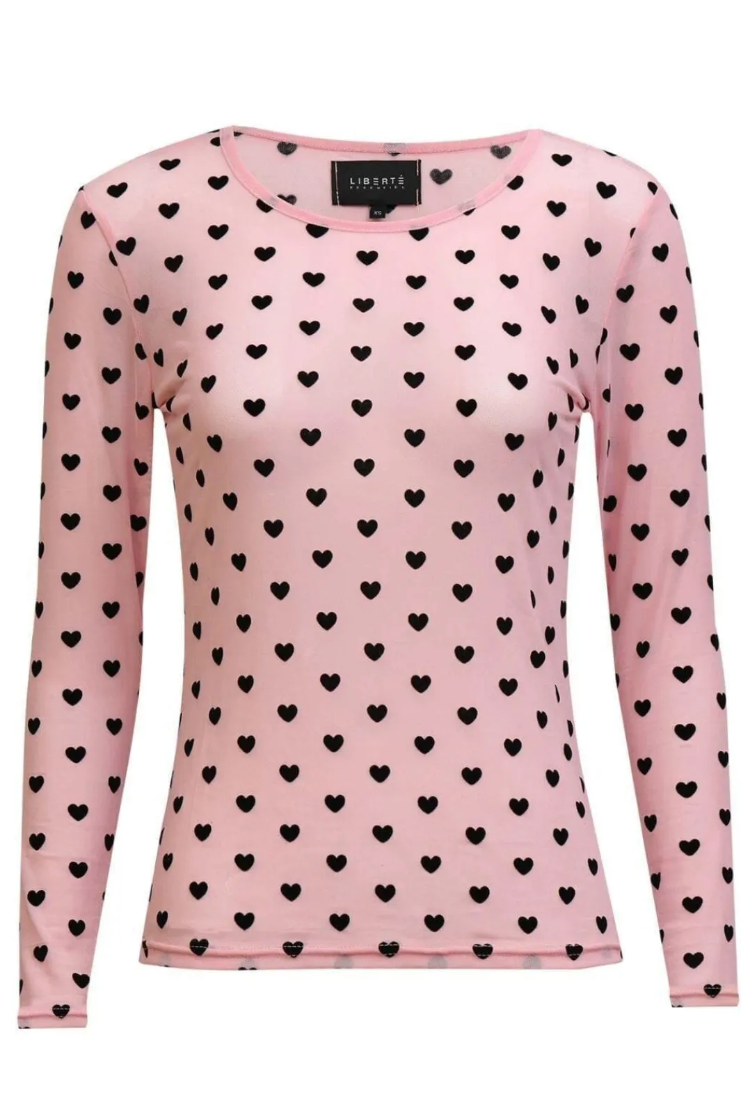 Discount Liberte Mesh Ls Tshirt 22065 Rose Black Flock Heart