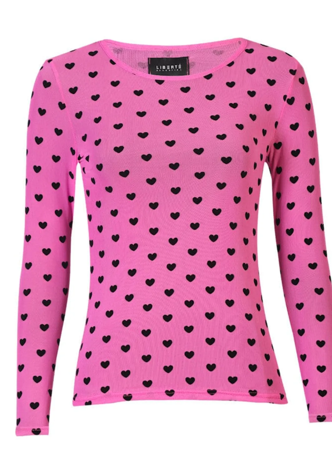 Hot Liberte Mesh Ls Tshirt 22065 Pink Black Flock Heart