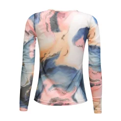 Hot Liberte Mesh Ls Tshirt 22065 Blue Peach Gold Marble