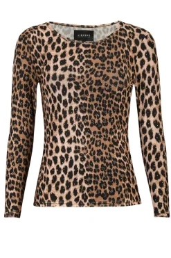 Clearance Liberte Mesh-Ls-Sparkle-Tshirt 22134 Lux Leo Diamond Dot